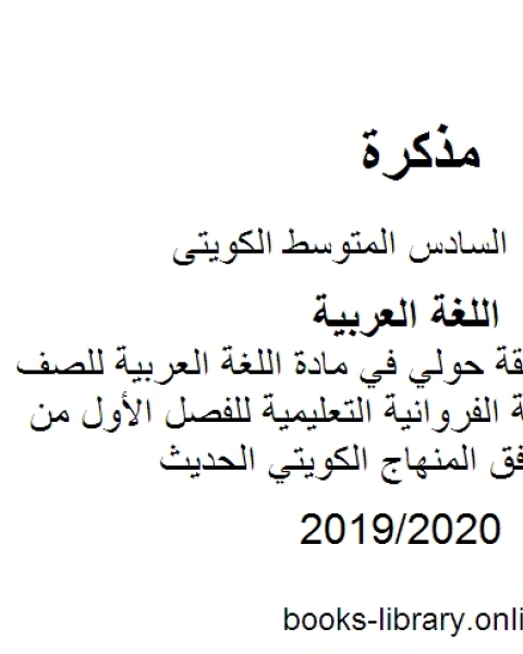 كتاب نموذج إجابة منطقة حولي في مادة اللغة العربية للصف السادس في منطقة الفروانية التعليمية للفصل الأول من العام الدراسي وفق المنهاج الكويتي الحديث لـ مدرس لغة عربية